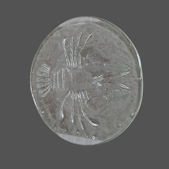 Vintage MCM Kosta Boda Glass Lobster Serving Platter Decorative Plate 13" Round - Picture 1 of 6